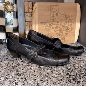 Paul Green München Black Leather Mary Jane Low Heel Comfort Shoes Size 7 1/2
